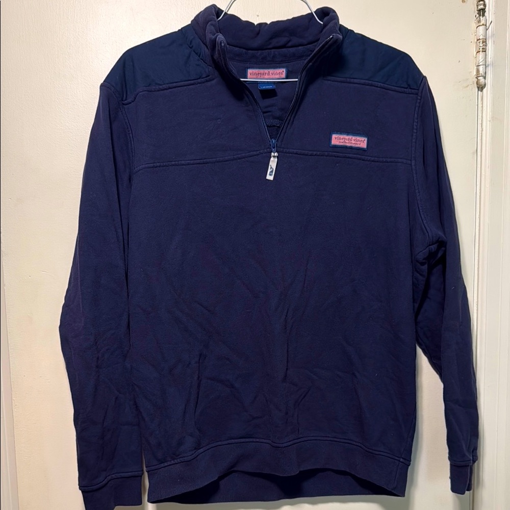 Vineyard Vines Blue Zip Up Sweater with Stand-Up Collar